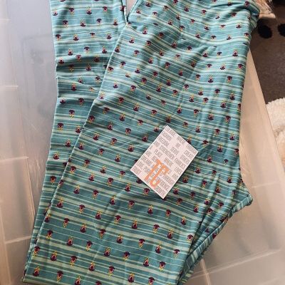 Tall & Curvy LuLaRoe TC Plus Size Leggings Cute Soft Stretch Yoga Teal NWT