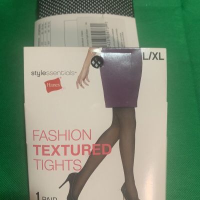 Hanes Style Essentials Fashion Textured Tights Fishnet Black 1 Pair Size M/L