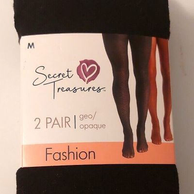 Secret Treasures Women's 2pk Geo/Opaque Tights New in PKG Medium