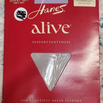 Hanes Alive Support Pantyhose Sheer Size C Gray MIST NIP VINTAGE 1989