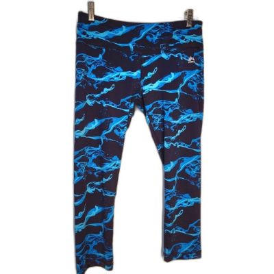 RBX Woman's Cropped Leggings Cropped Black & Blue Design Silky feel M-L