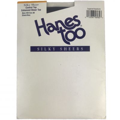 Hanes Too Silky Sheers Control Top Reinforced Toe Pantyhose H59 Navy Sz AB 1997