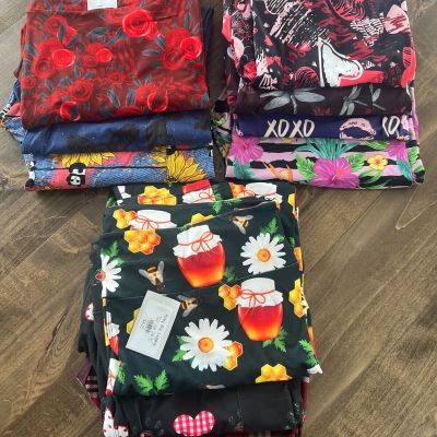 Lot of 10 Graphic Soft Yoga Leggings Pants TC2 Tall Curvy Sizes 24-30 Fun Prints