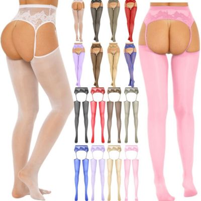 Womens Hollow Out Open Crotch Long Stockings Suspender Pantyhose Tight Nightwear