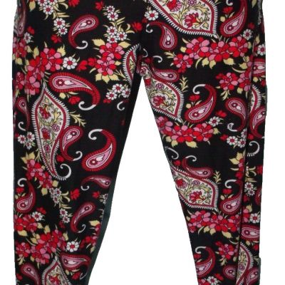 Multicolor Red Paisley High Rise Knit Pull On Leggings Size Plus 0X/1X