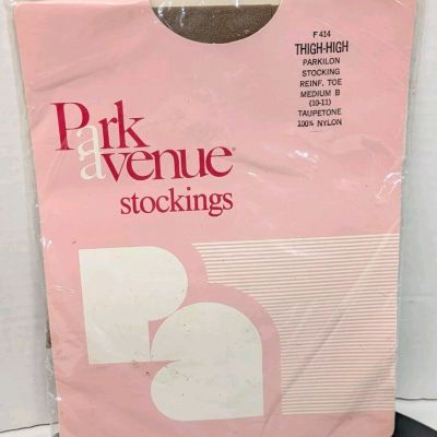 Vintage Park Avenue Sheer Lace Top Thigh Hi Nylon Stockings Taupetone Medium B