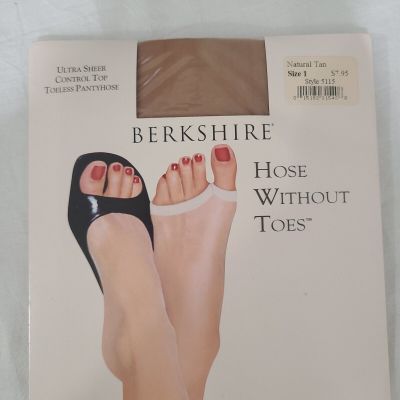 BERKSHIRE ULTRA SHEER HOSE WITHOUT TOES SZ 2 NATURAL TAN 5115