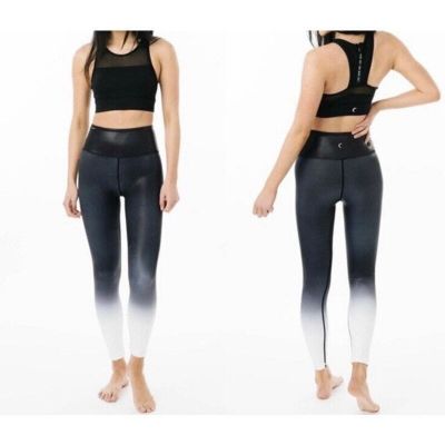 ZYIA Active Black Metallic Ombre Light & Tight Hi-Rise 7/8 Leggings Size 14-16