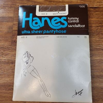 Vintage Hanes Ultra Sheer South Pacific Tummy Control Sandalfoot  Size D NEW