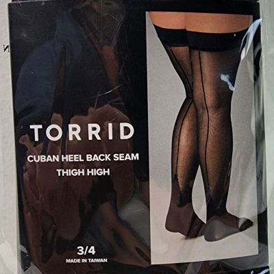 Torrid Plus Size Cuban Heel Thigh High Stockings Sheer Black Size 3/4