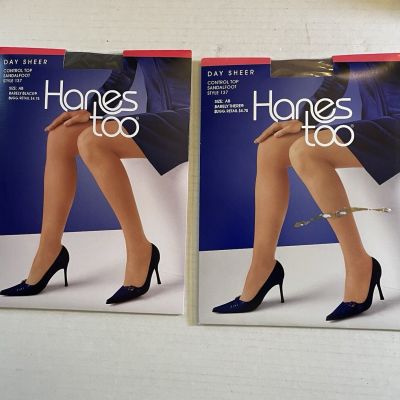 Hanes Too Day Sheer Control Top Pantyhose - Size AB - BARELY BLACK - Style 137 2