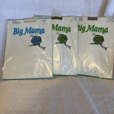 Big Mama Panty Hose, Amber2X, Silver Grey1X, Lt Taupe1X, Sealed