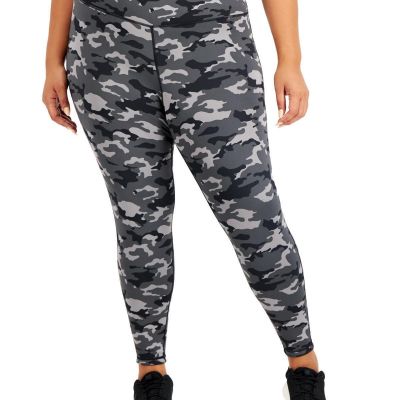 Ideology ESF-12542 Plus Size Reversible Cropped Leggings, Black/Greys, 4X