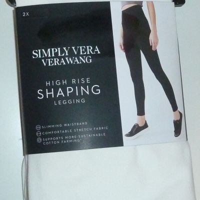 Women's Simply Vera Wang Plus Size High Rise Shaping Slimming Leggings White 2X