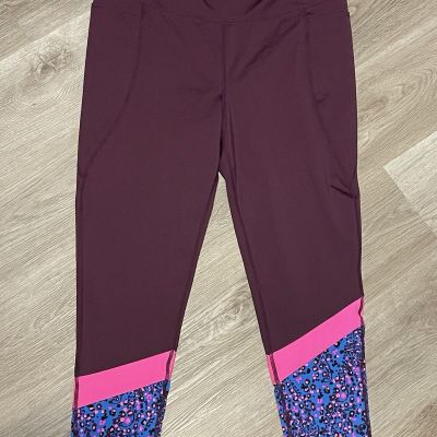 Lilly Pulitzer Luxletic Leggings Size XXL Blue Pink Maroon Workout