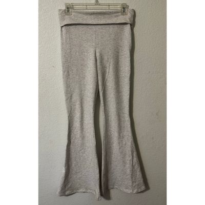 Edikted Women Flared Leggings Heather Gray Fold down waist Size Medium