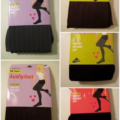 KUSHYFOOT MICROFIBER Black Brown Blue Grey Tights~M 115-165 lb~Padded Sole