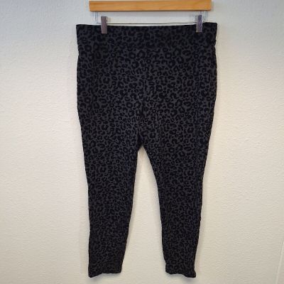 Style & Co Ponte Knit Leggings Stretch Slim Flocked Leopard Gray Black Sz L