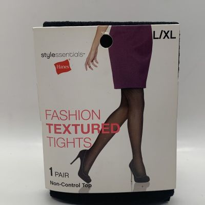 Hanes Style Essentials Fashion Textured Tights Size L/XL Black New