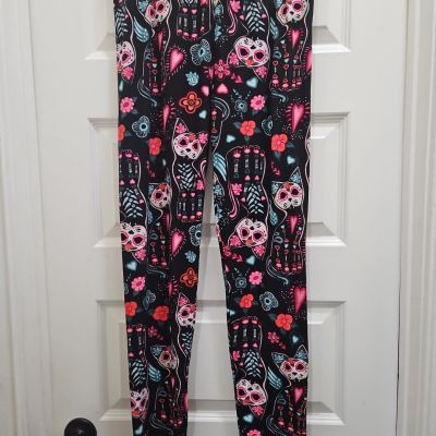 EUC Unbranded Sugar Skull Cat Leggings - Multi - OSFM (up to 14W)