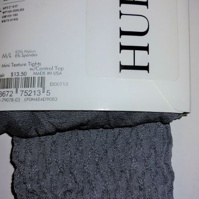 HUE Steel Gray Mini Texture Control Top Tights M L One Pair