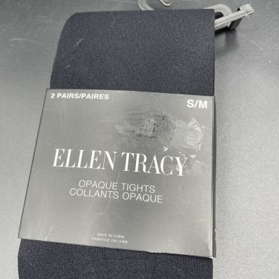 Women Ellen Tracy opaque black Tights NWT 2 PAIRS Small Medium