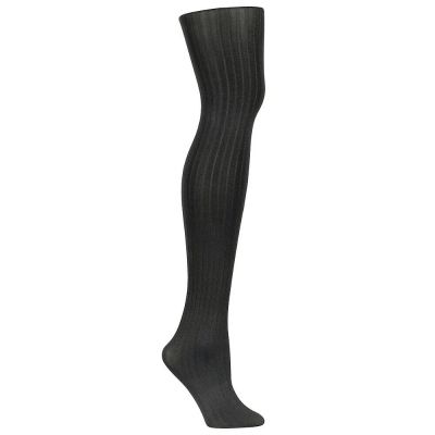 L'eggs 01304 Herringbone Rib Fashion Tights NEW Black Sizes Medium B and Large Q