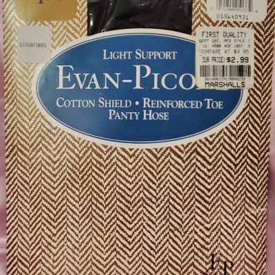 Evan Picone Size Medium Light Support Sheer Vintage Pantyhose OFF BLACK  Nos