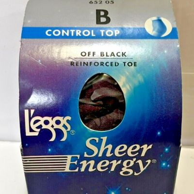 LEGGS Sheer Energy Size B Control Top Sheer Toe Black New In Package