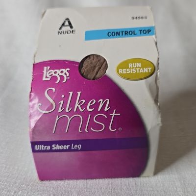 L'eggs Silken Mist Control Top Silky Sheer Leg Run Resistant NUDE Size A
