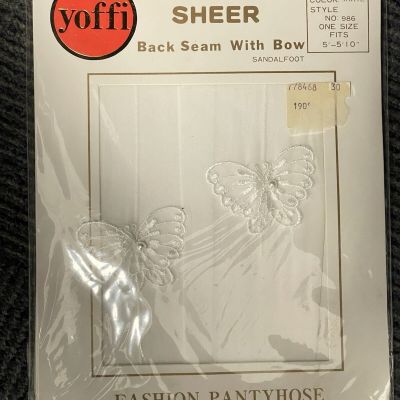 Yoffi Sheer Pantyhose Designer Collection White BowsFits 5-5 10” vintage hosiery