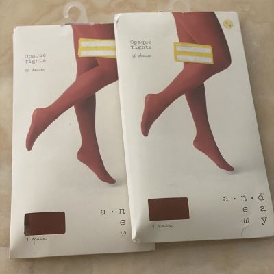 SEXY WOMEN OPAQUE TIGHTS LOT 2-SALSA RED COLOR -SIZE S/M BRAND -“A NEW DAY “