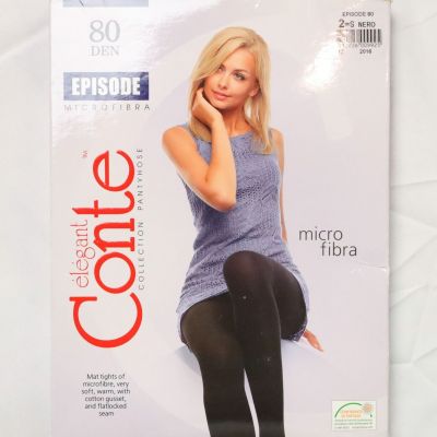 Conte Women's Episode 80 Denier Matte Opaque Tights JL3 Black Size 2 NWT