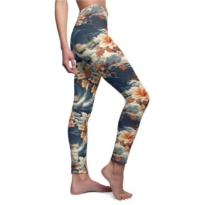 Womens Skinny Casual Leggings All Over Print Hawaiian Tropical Floral Wave Aloha