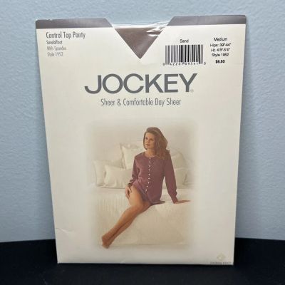 Vtg Jockey Day Sheer Pantyhose Sand Beige Control Top Panty Sandalfoot Sz Medium