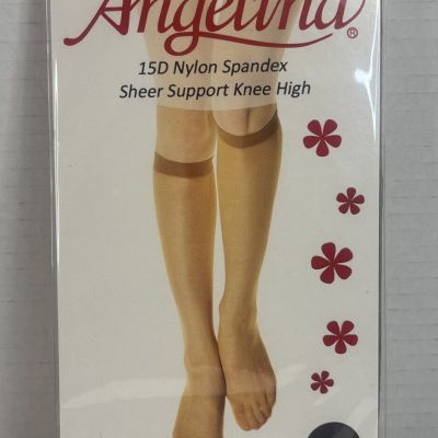 ANGELINA Sheer Support Knee High Hi's Pantyhose GRAY Ladies One Size