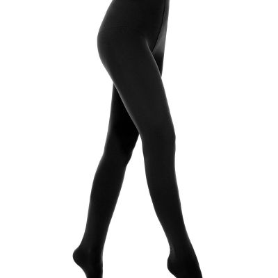 Opaque Black Tights for Women, 80D Solid Color Soft Tights, Control Top Micro...