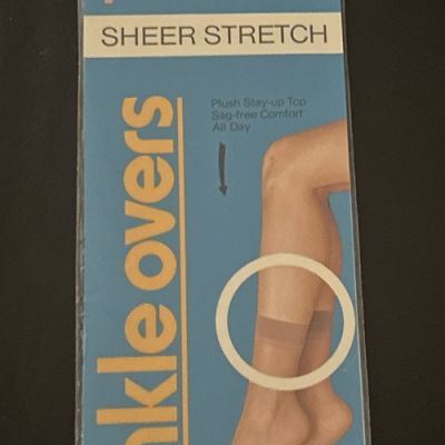 Vintage. Peds Sheer Stretch Ankle Covers Fits 8.5-11. Suntan. Reinforced Toe.