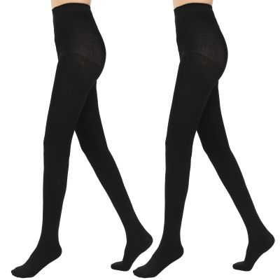 Cashmere Wool Fleece Lined Tights for Women-2 Pairs Opaque Warm Pantyhose wit...