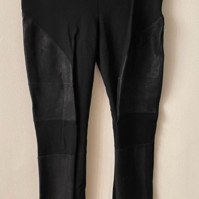 Under.linge by DOO.RI Suede Patchwork Black Leggings Ankle Zip Size 8