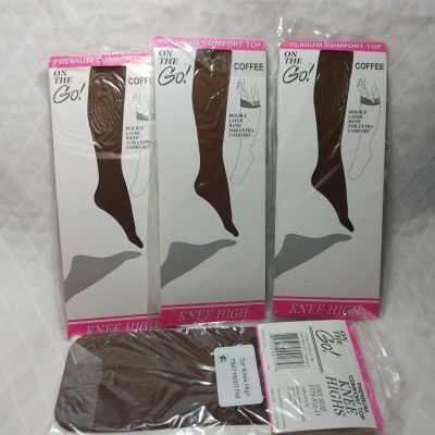 On The Go Comfort Top Knee Highs Color Coffee Lot Of 4