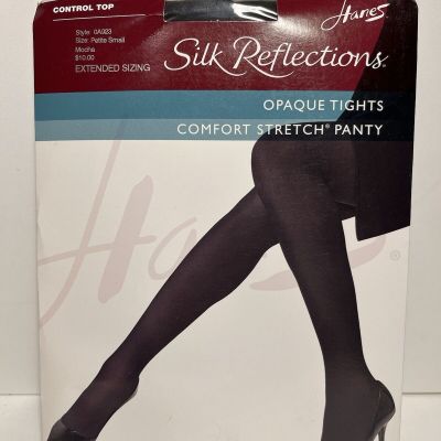 Hanes Control Top Silk Reflections Opaque Tights Mocha Petite Small Comfort