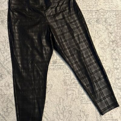 NWT Womens Sz 3X Shiny Black Leggings Stretch Classic Straight Plus Trousers $52