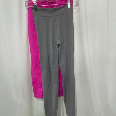 Lot Of 2 Gray Pink Elastic Waist Skinny Leg Ankle Leggings Size Small