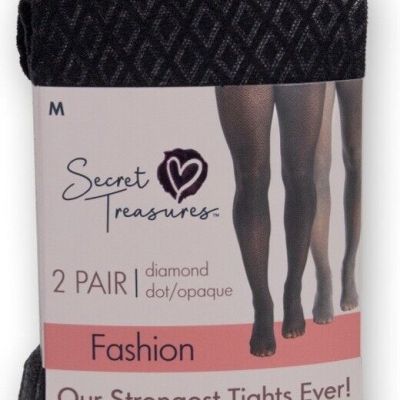 Secret Treasures Women's  Opaque Diamond Dot Tight, 2 Pair FASHION NWT