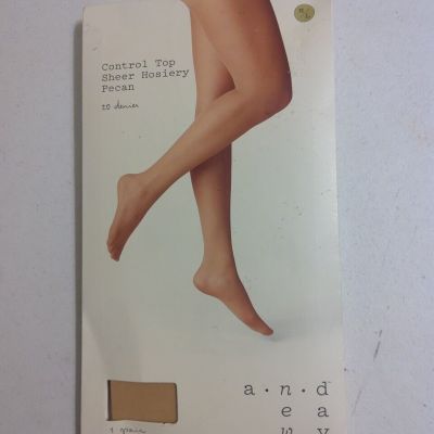 A New Day Control Top Sheer Hosiery Pecan M/ L New  Factory Sealed