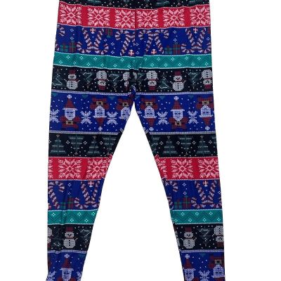 LuLaRoe Womens Leggings Size TC2 Christmas Fair Isle Snowflakes Plus 18+ NWT