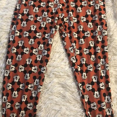 LuLaRoe Leggings OS New Mickey/Disney orange Pants Pajamas New Workout Women