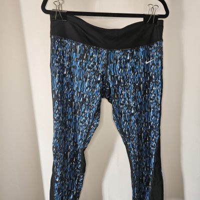 Nike Power Graphic Running Crops Leggings Blue/Black 821777 Women XL