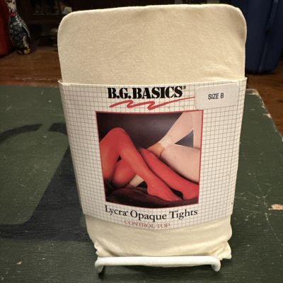 B.G. Basics Control Top Opaque Tights Size B New USA NY, NY Off White/Cream